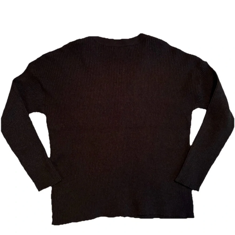 Rachel Zoe Women’s Black Ribbed Button Close Cardigan, Size S